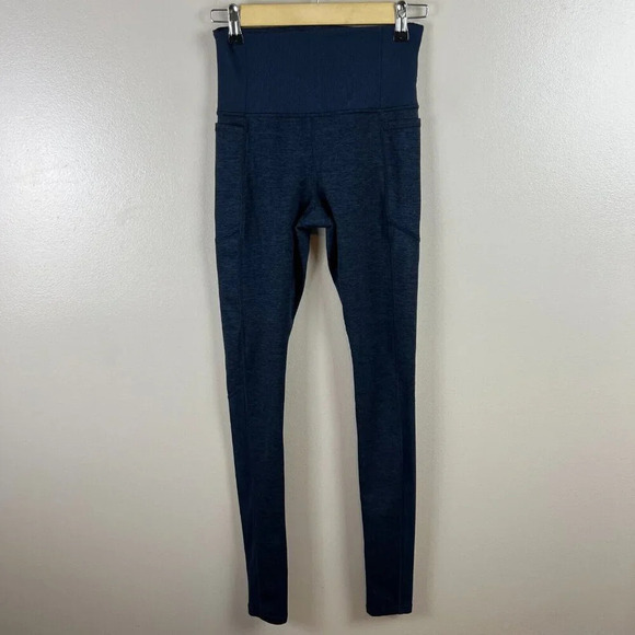 Athleta Exhale Stash Pocket Heel Tight Legging Size XS Blue Yoga Workout - Picture 2 of 12